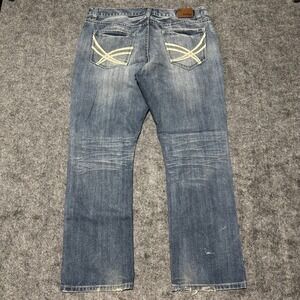 Flypaper Mens Straight Leg Blue Denim Jeans W38 L32 CHECK MEASUREMENTS